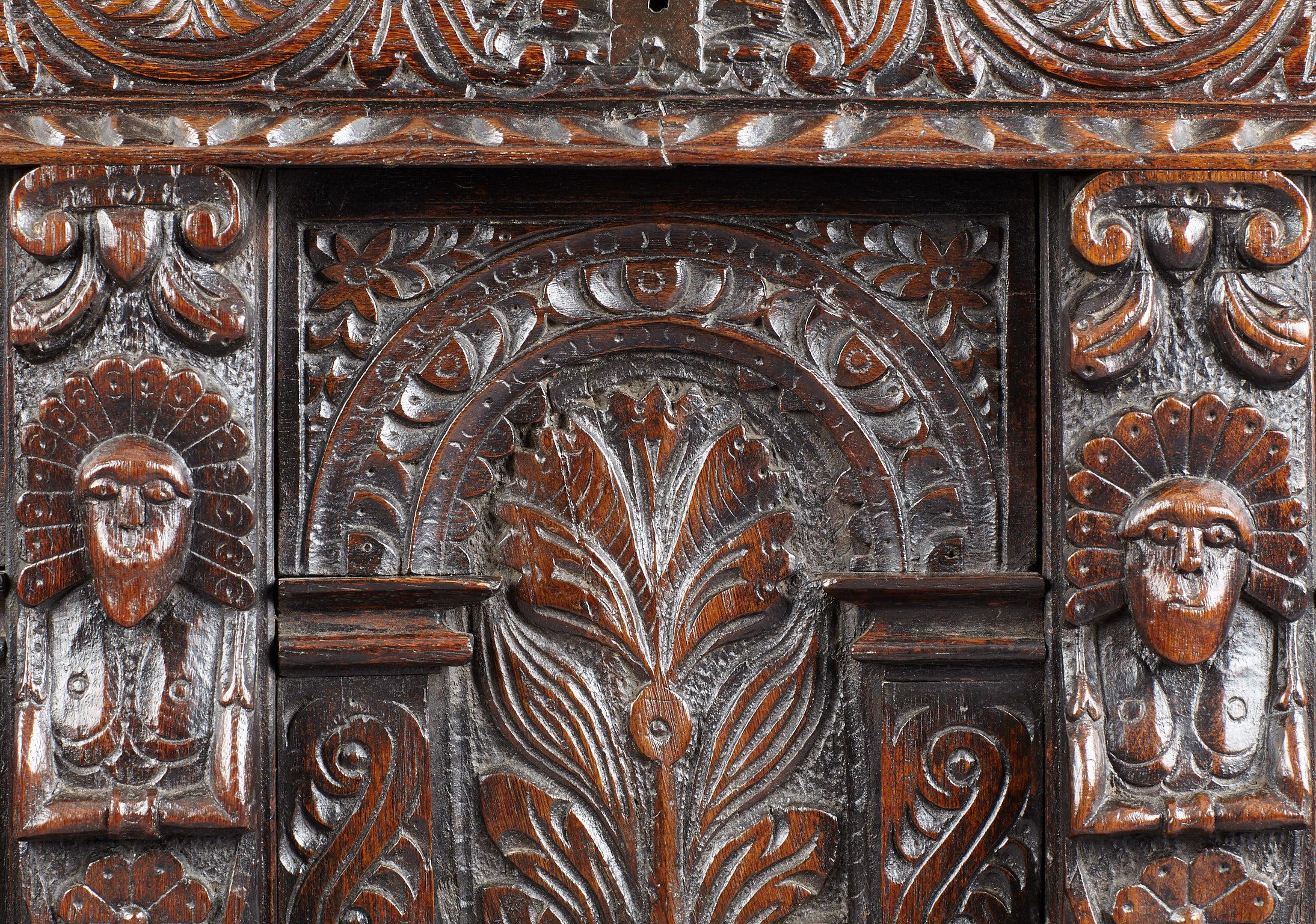 Elizabethan Oak Chest, Somerset, England, circa 1600 1