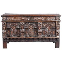 Elizabethan Oak Chest, Somerset, England, circa 1600