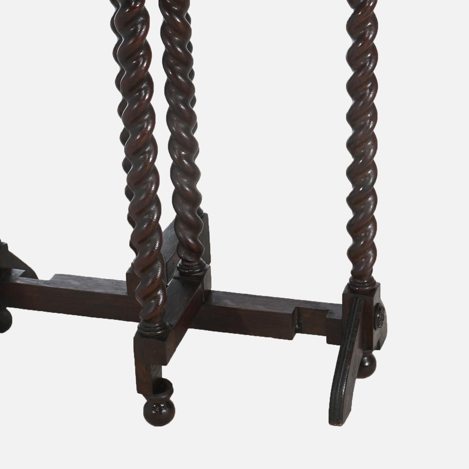 Mesa isabelina de roble plegable y con patas torcidas de cuerda C1900 siglo XX