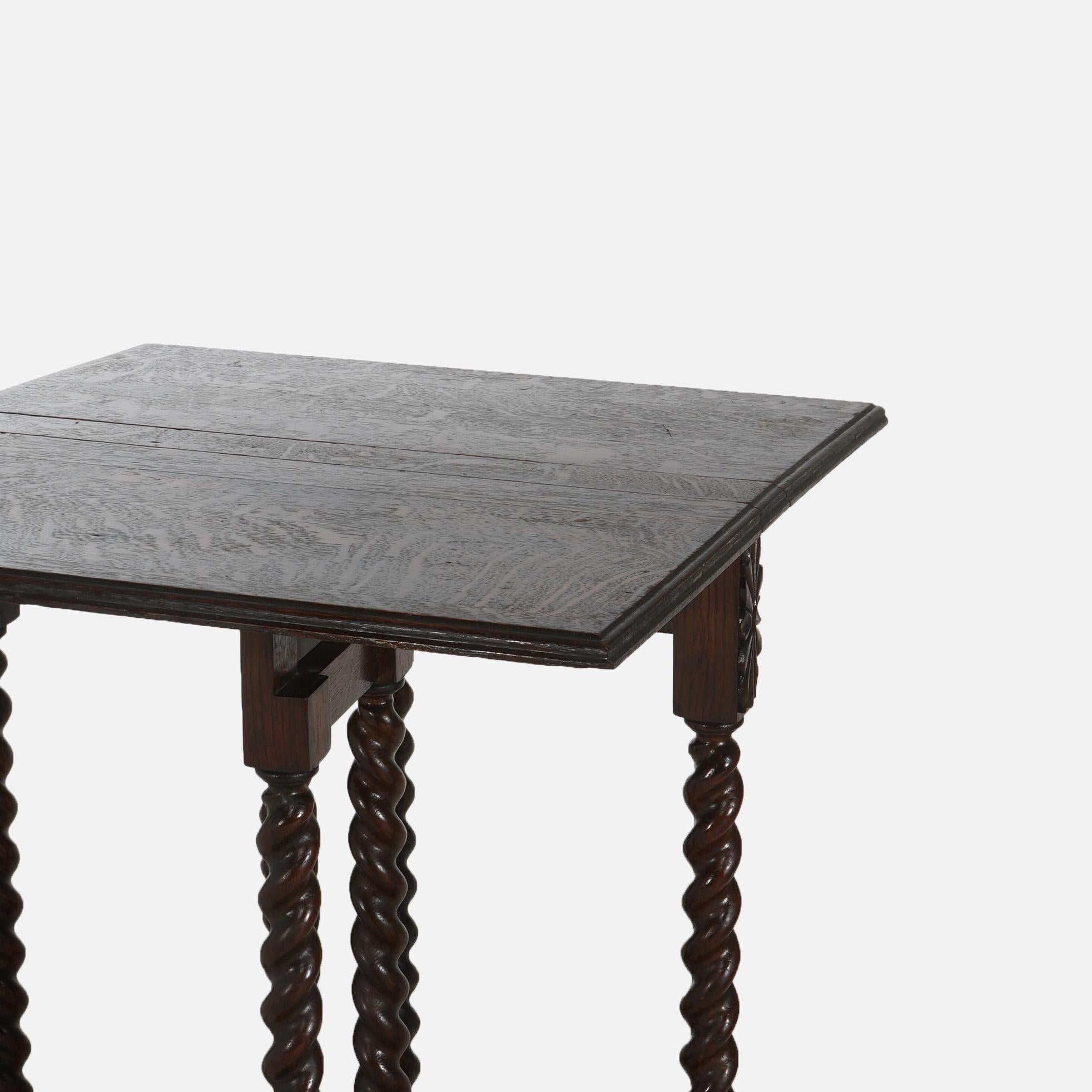 Mesa isabelina de roble plegable y con patas torcidas de cuerda C1900 Roble