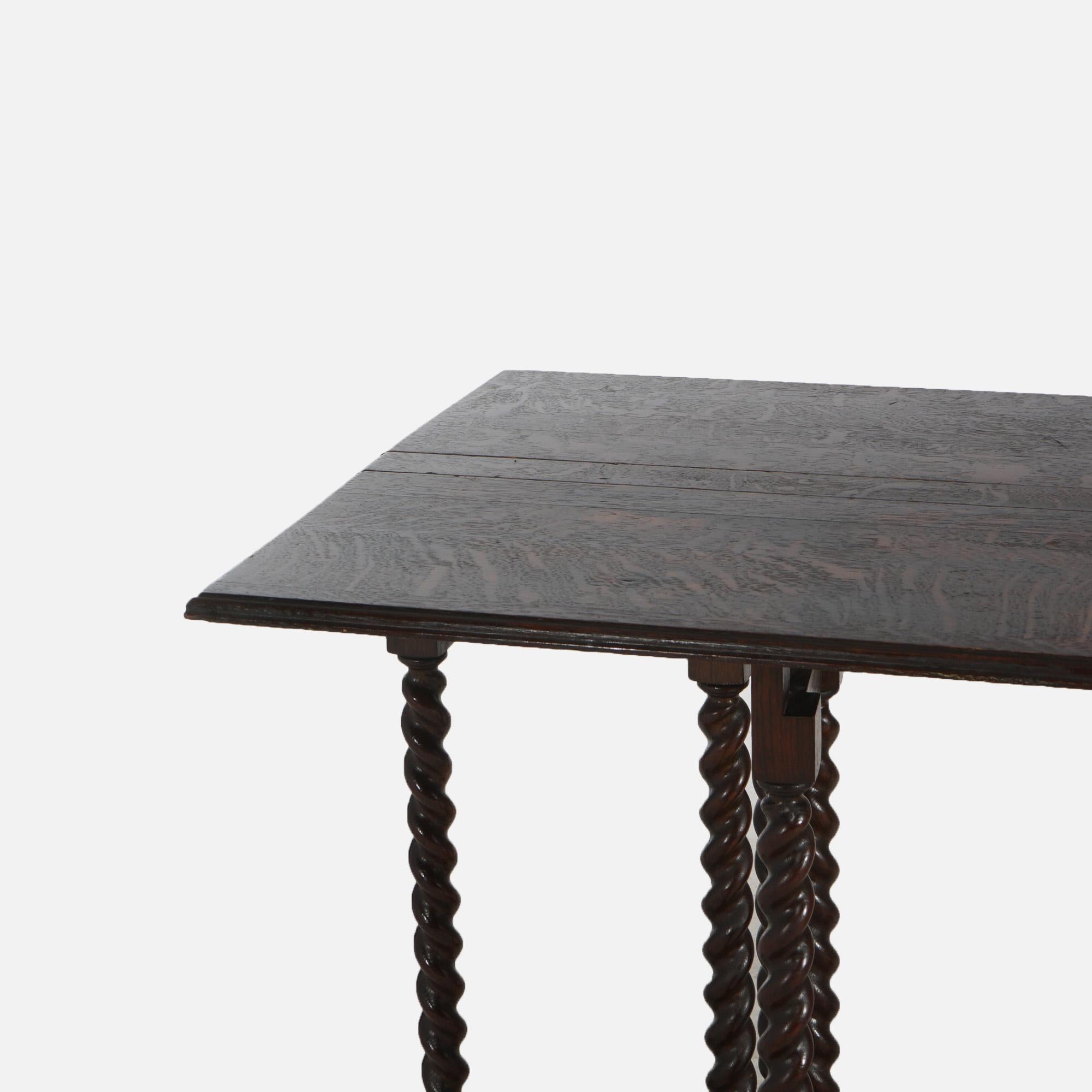 Mesa isabelina de roble plegable y con patas torcidas de cuerda C1900 3