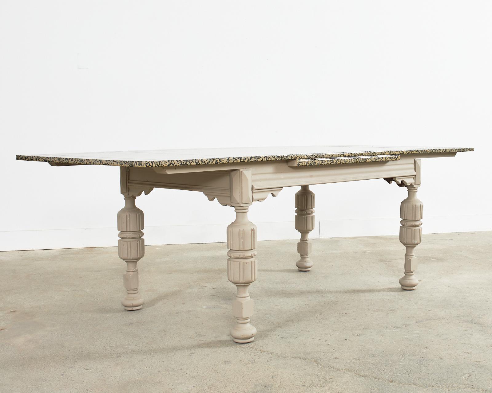 Elizabethan Style Dining Table Speckled by Artist Ira Yeager For Sale 4