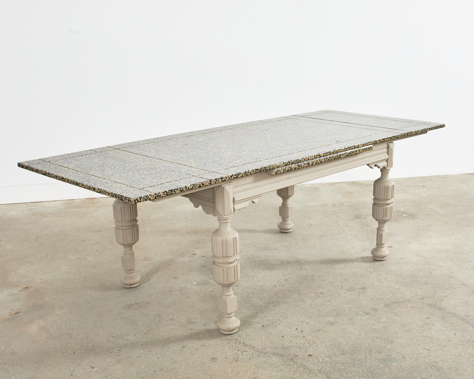 Elizabethan Style Dining Table Speckled by Artist Ira Yeager For Sale 11