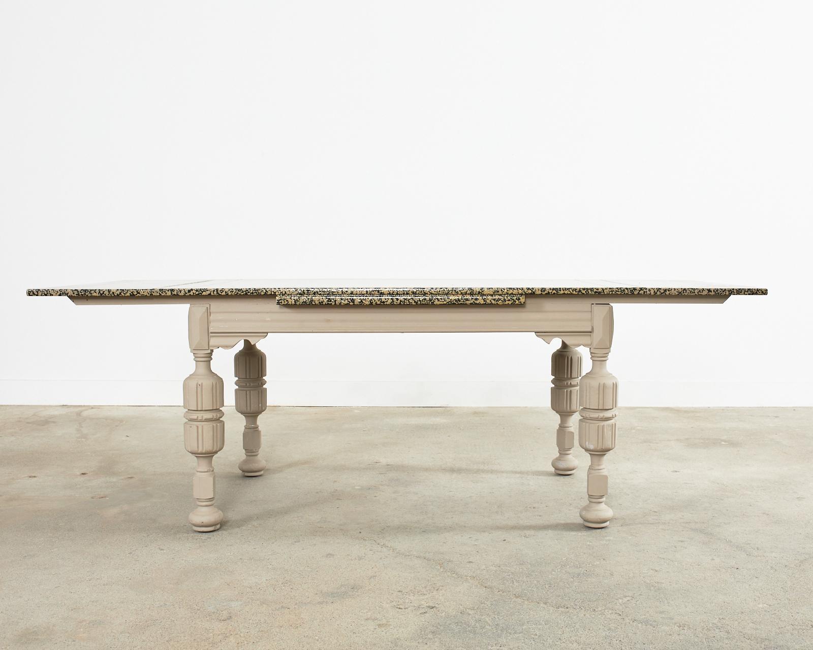 Elizabethan Style Dining Table Speckled by Artist Ira Yeager For Sale 12