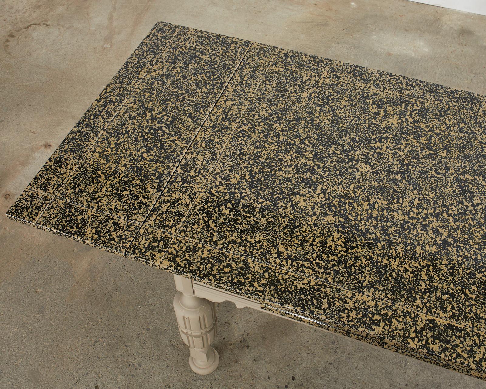 20th Century Elizabethan Style Dining Table Speckled by Artist Ira Yeager For Sale