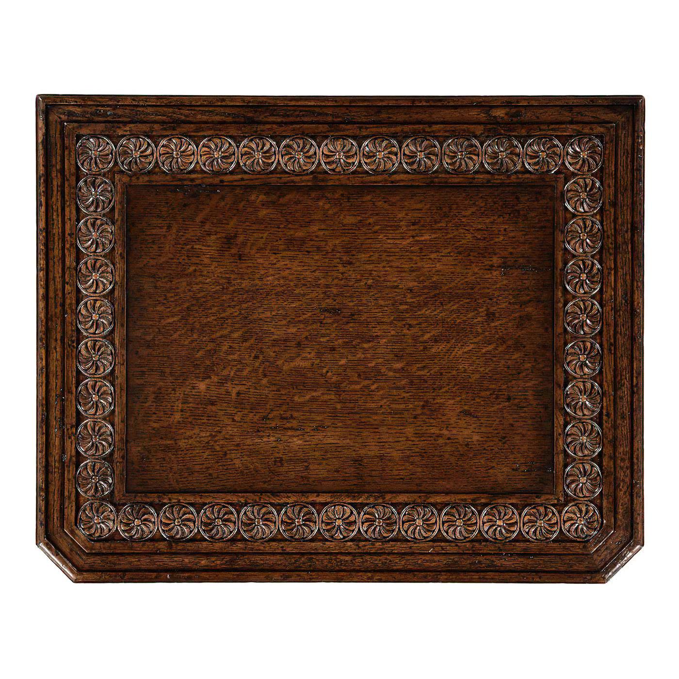 Wood Elizabethan Style Oak Bedside Table For Sale