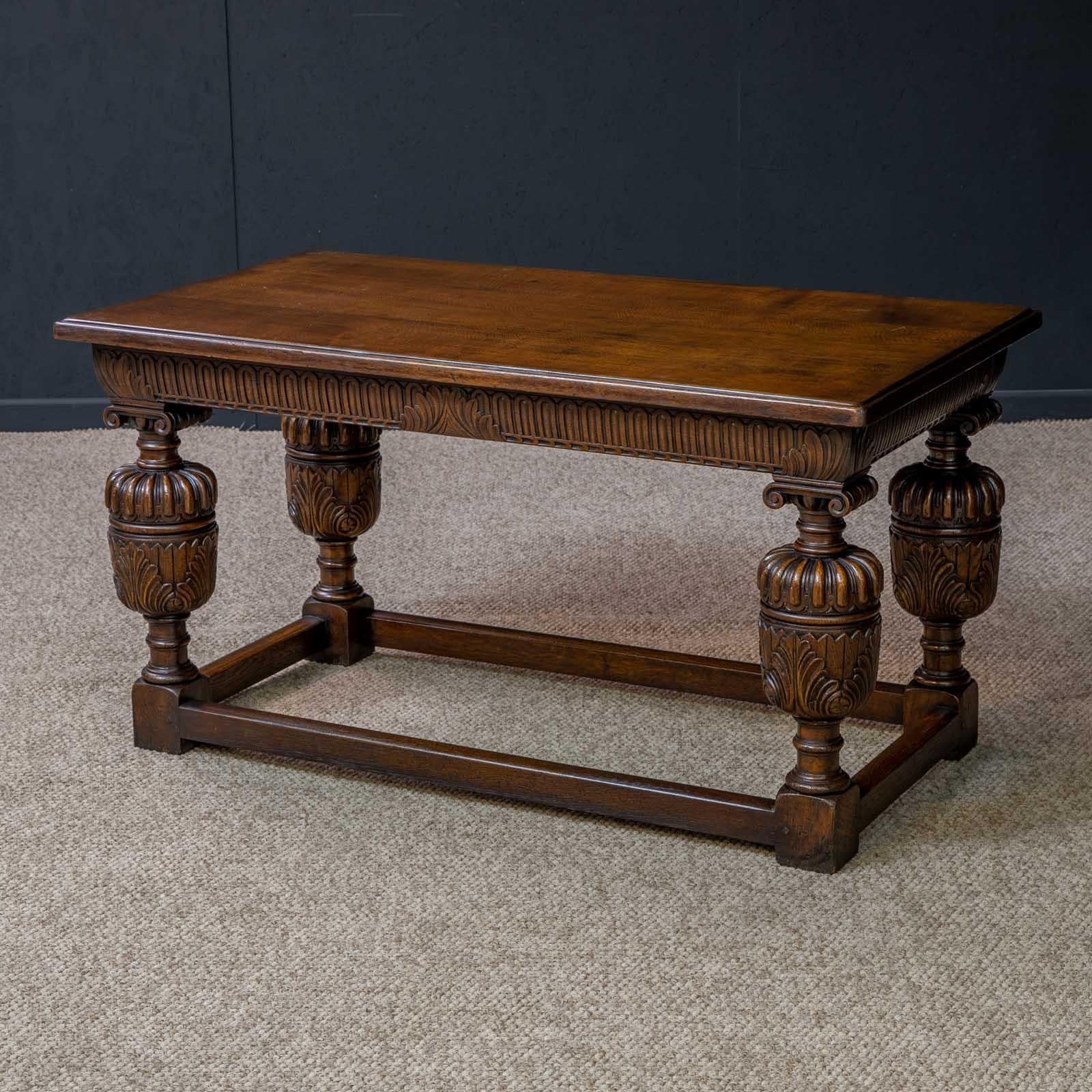 Carved Elizabethan Style Oak Refectory Table