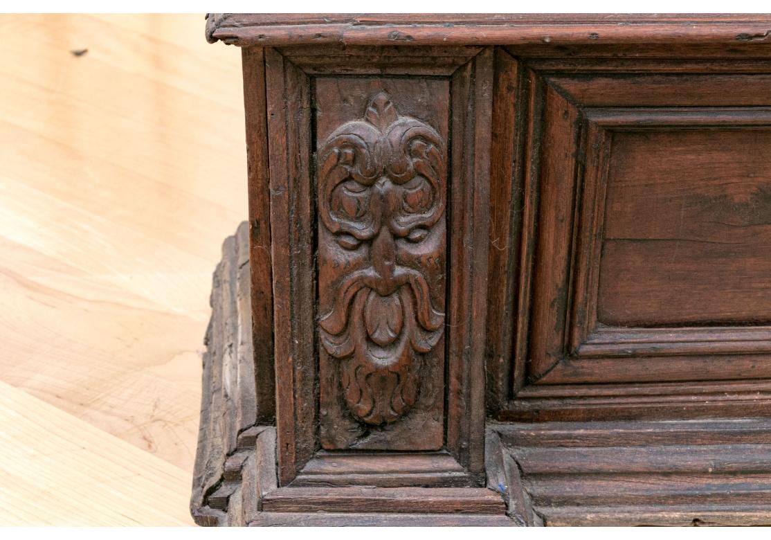 Elizabethan Style  Storage Bench Crafted From 18th Century Carved Elements In Fair Condition For Sale In Bridgeport, CT