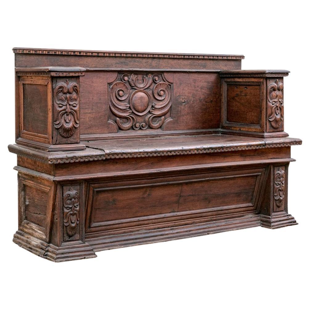 Elizabethan Style  Storage Bench Crafted From 18th Century Carved Elements For Sale