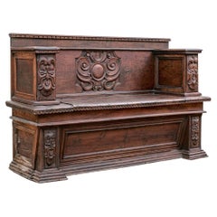 Elizabethan Style  Storage Bench Crafted From 18th Century Carved Elements