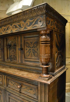 Elizabethan Style Two-Tone Oak Cabinet