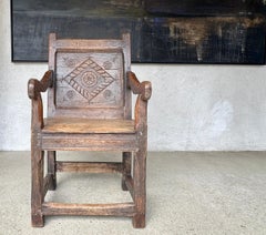 Elizabethan 'Tudor' Hand Carved Oak Wainscot Arm Chair circa 1580