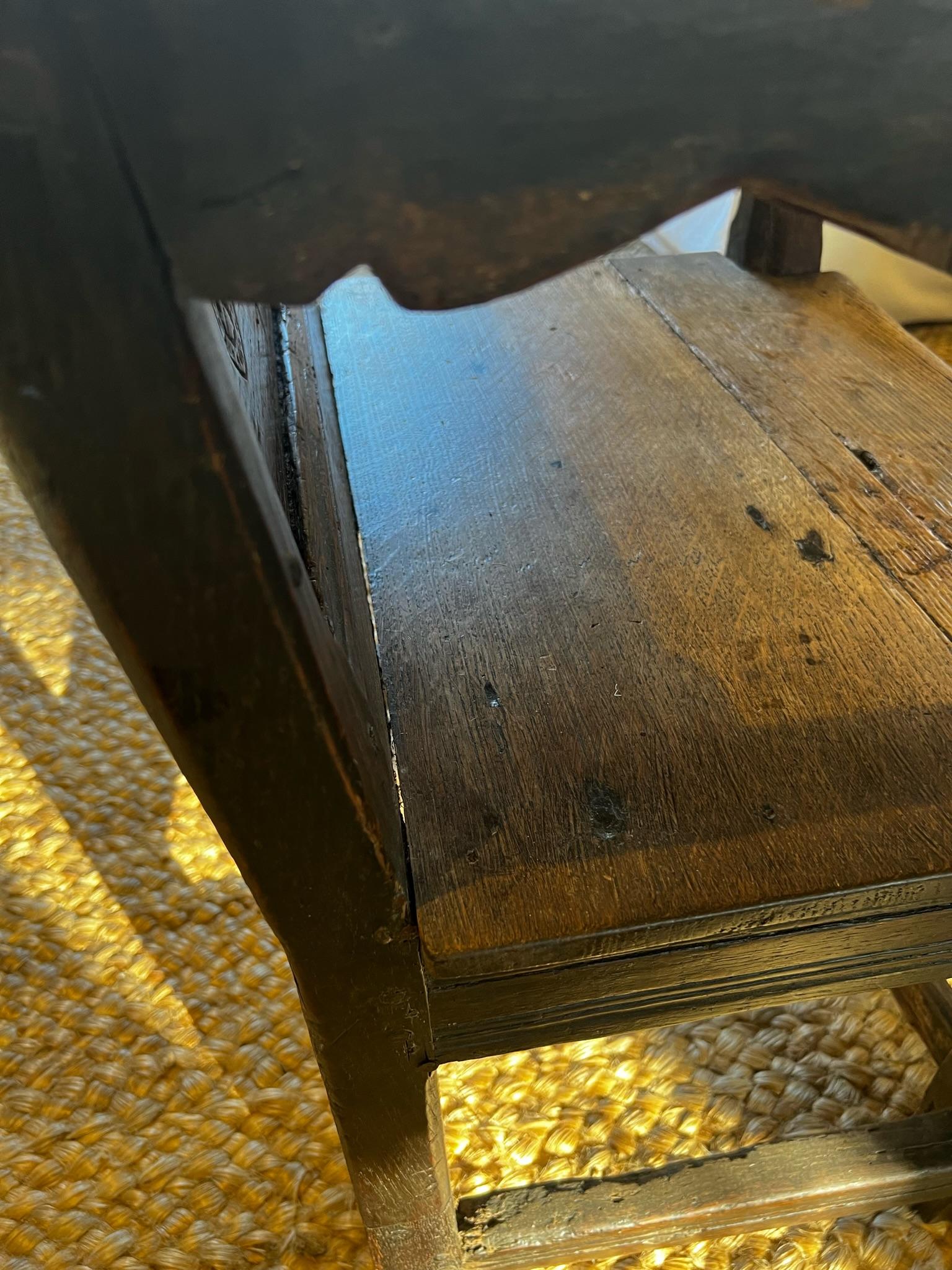 English Elizabethan 'Tudor' Hand Carved Oak Wainscot Arm Chair For Sale