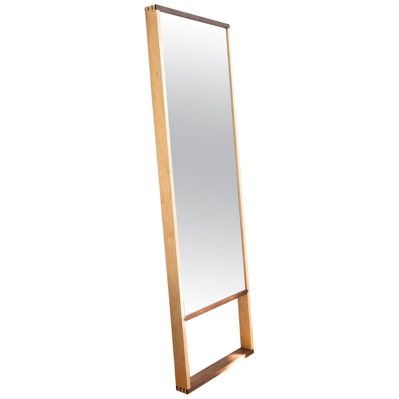 Elizabeth's Standing Full Length Floor Modern Mirror in Walnut and Maple For Sale