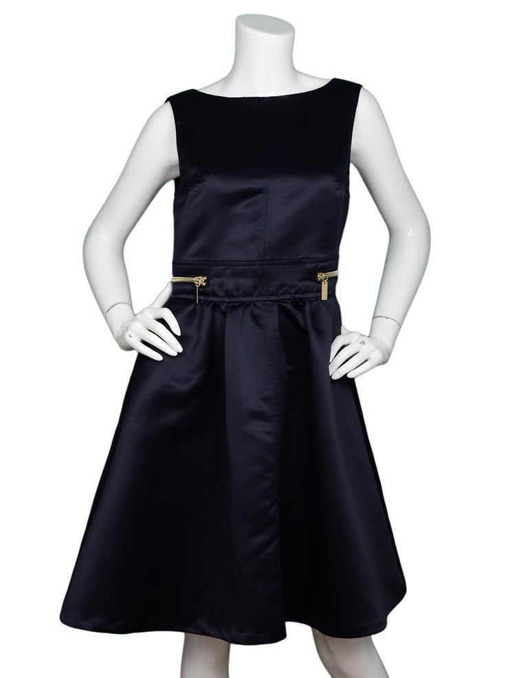 Elizabetta Franchi Navy Fit and Flare Dress W/ Zip Details Sz 46 For ...