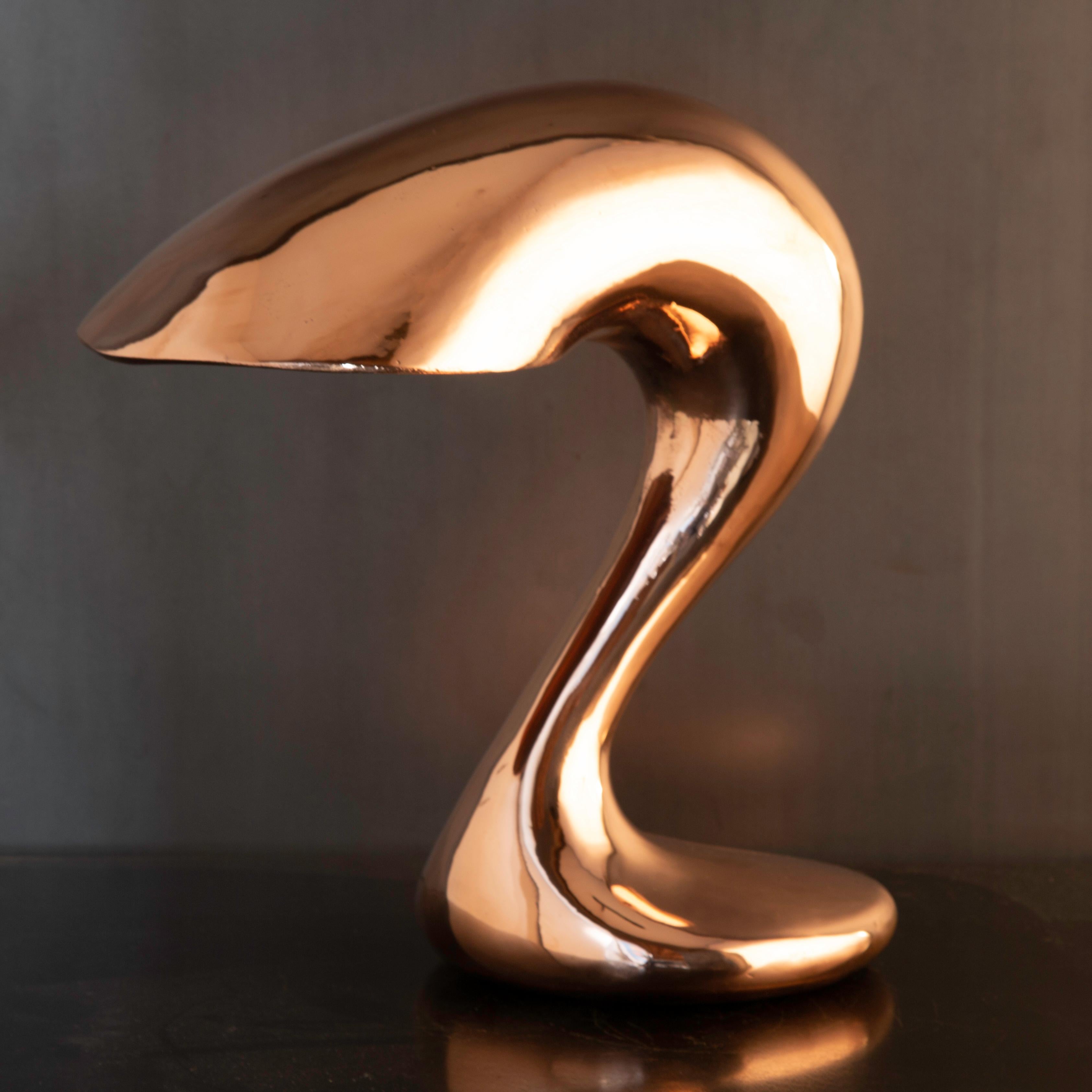 Table lamp: Eliza's big question in rare polished cast recycled copper. Originally made in Chicago in 1992. Inspired by the artist's inquisitive daughter. This 2004 version was created for the conversion of a foundry into the East Hotel in Hamburg,