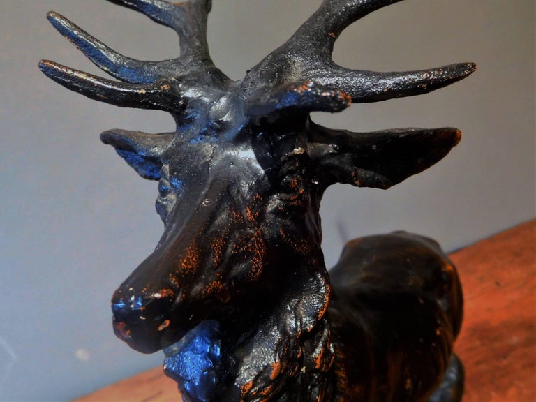 Elk Adirondack Lodge TableTop Sculpture in Heavy Zinc Alloy, Mid20th