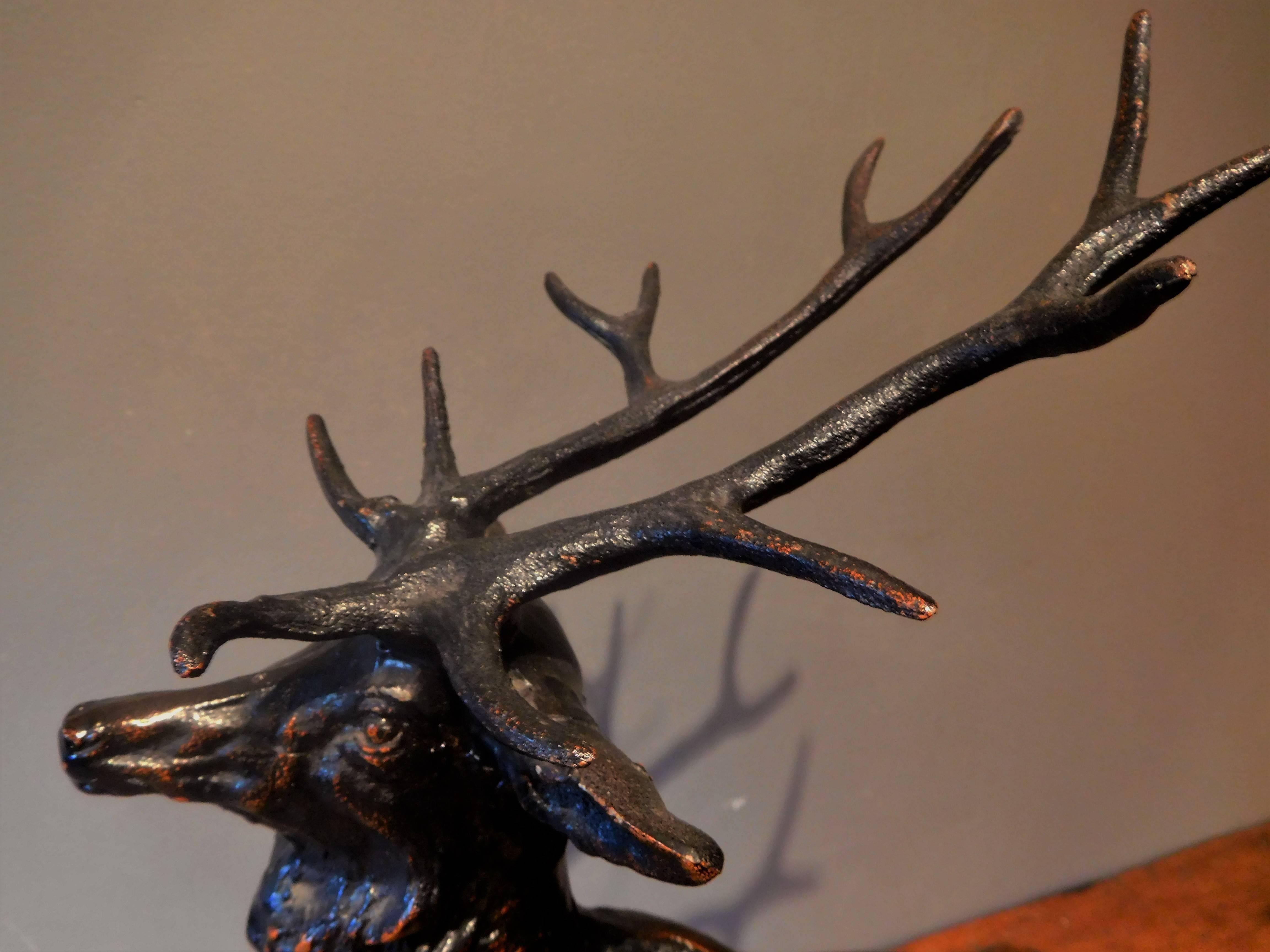 Elk Adirondack Lodge Table-Top Sculpture in Heavy Zinc Alloy, Mid-20th Century For Sale 3
