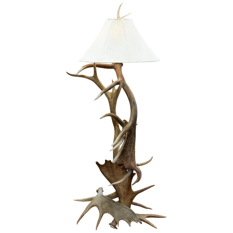 Elk and Moose Antler Floor Lamp at 1stDibs | moose antler lamp, moose ...