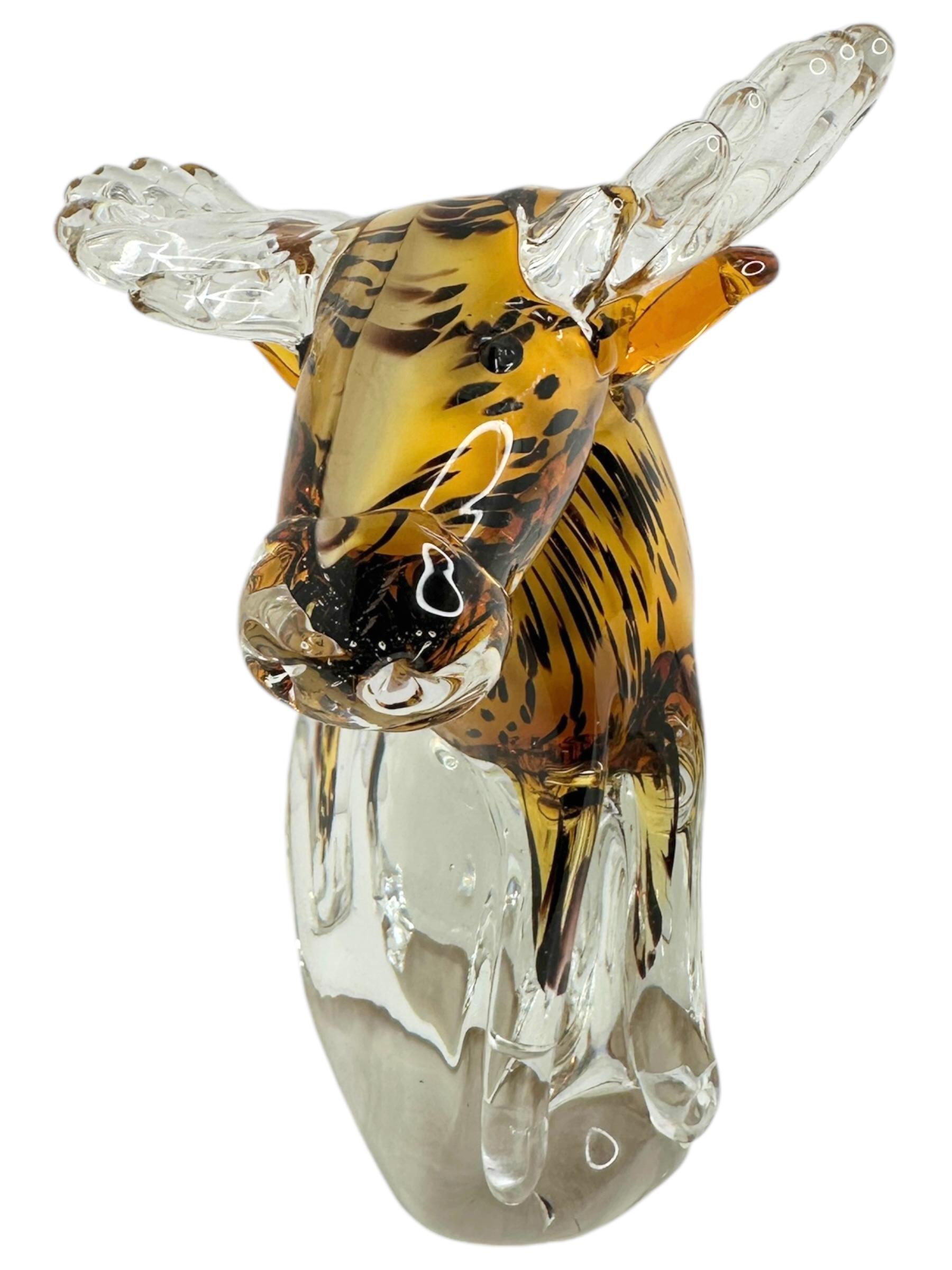 Mid-Century Modern Elk Animal Sculpture Statue Murano Glass, Vintage, Italy, 1980s For Sale