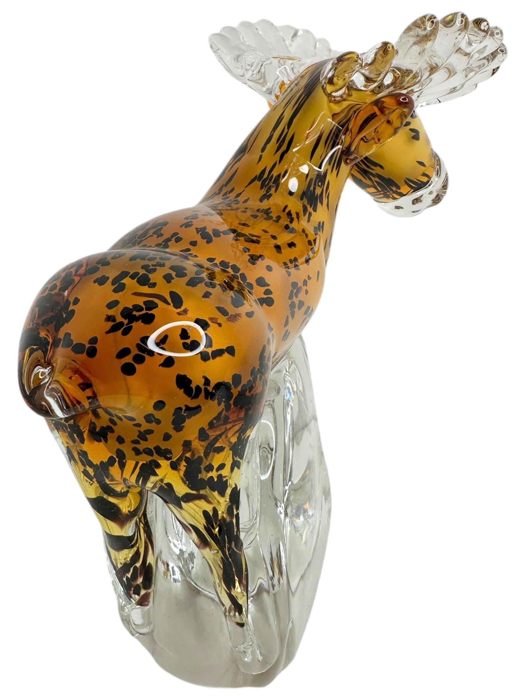 Elk Animal Sculpture Statue Murano Glass, Vintage, Italy, 1980s In Good Condition For Sale In Nuernberg, DE