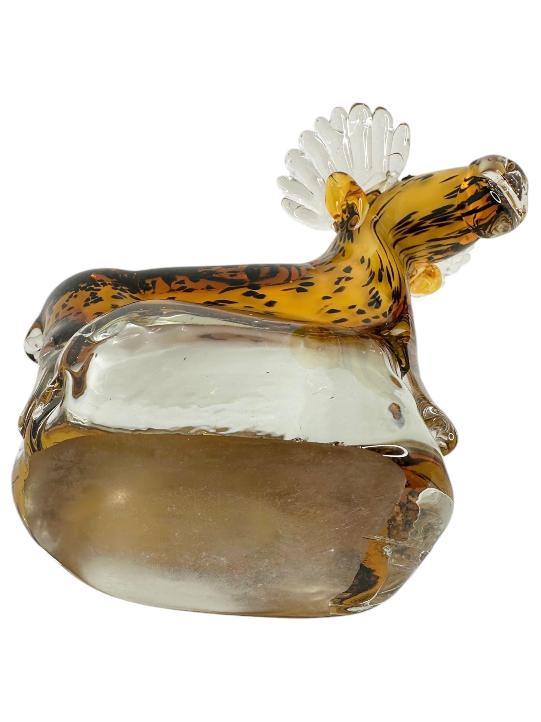 Art Glass Elk Animal Sculpture Statue Murano Glass, Vintage, Italy, 1980s For Sale