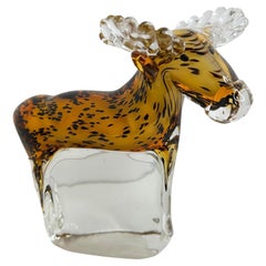Scultura animale alce Statua in vetro di Murano, Vintage, Italia, anni '80
