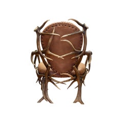 Elk Antler and Leather Chair