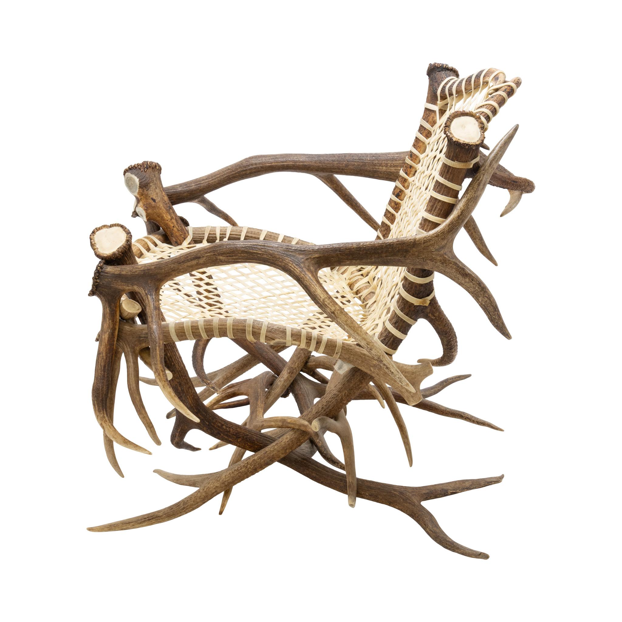 Elk Antler and Rawhide Armchair (amerikanisch) im Angebot