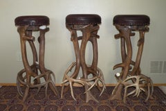 Elk Antler Leather Seat Bar Stool by The Peak Antler