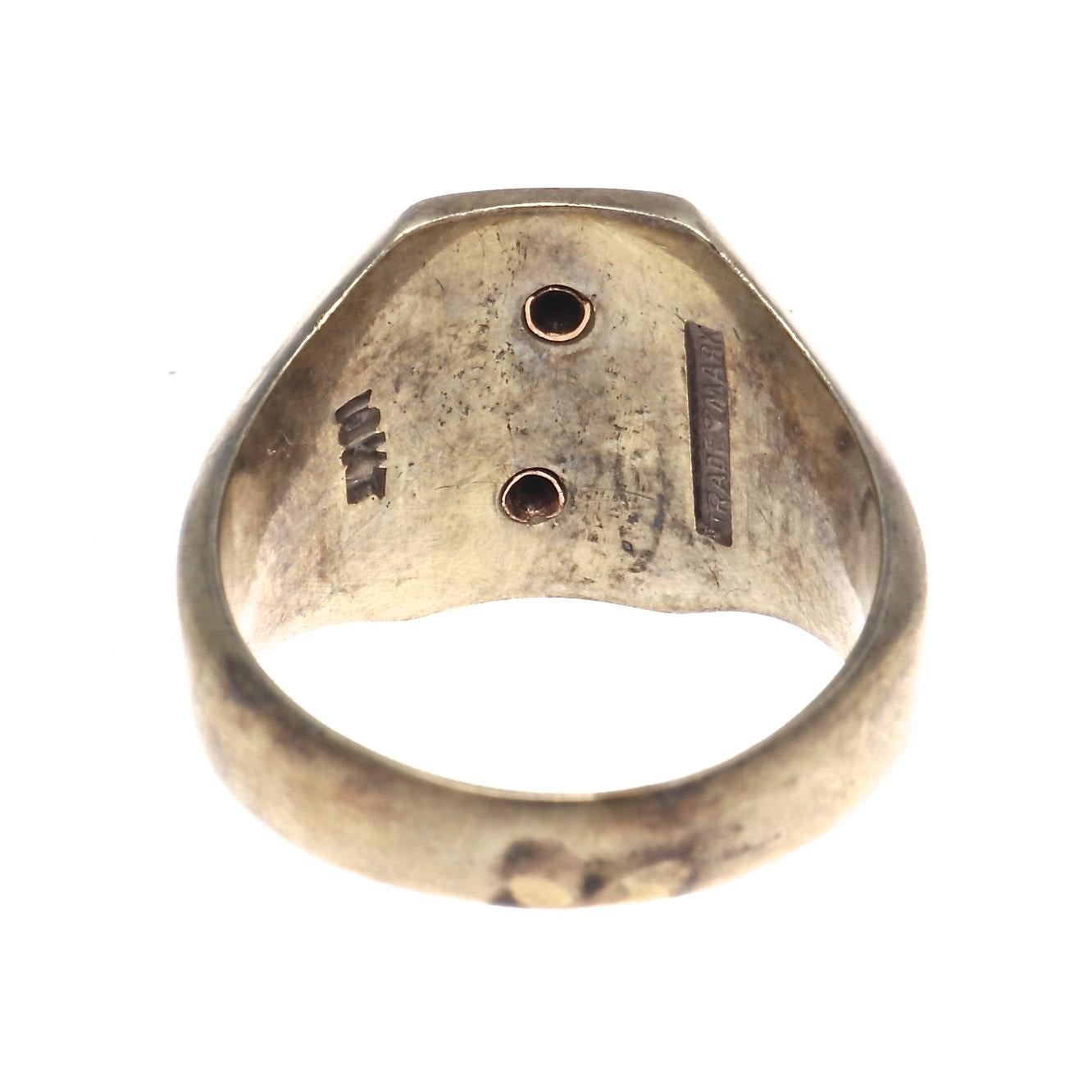 Women's or Men's Elk Enamel Ruby Gold Signet Ring