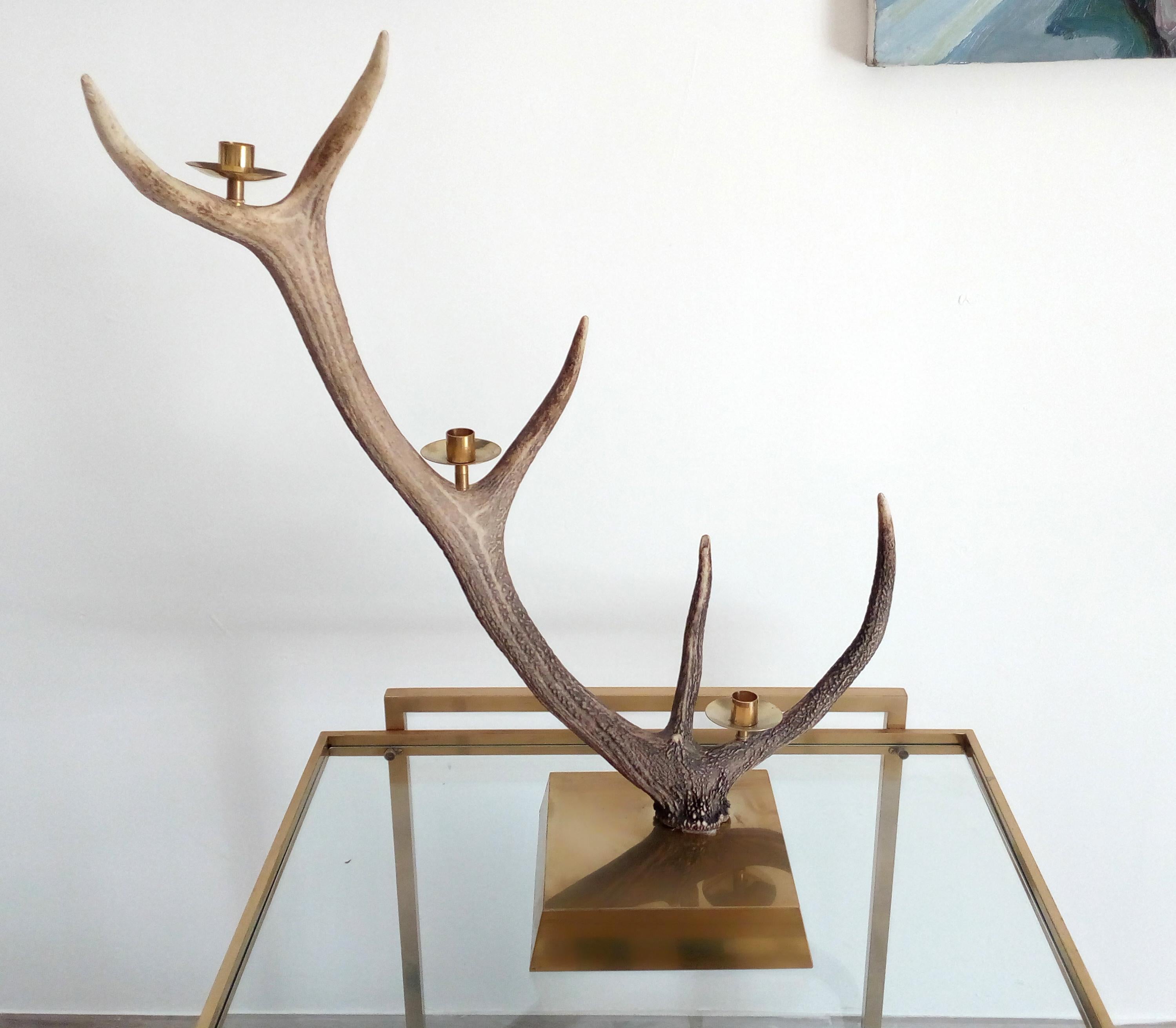 Italian Elk Horn Three-Light Candleholder, Italy