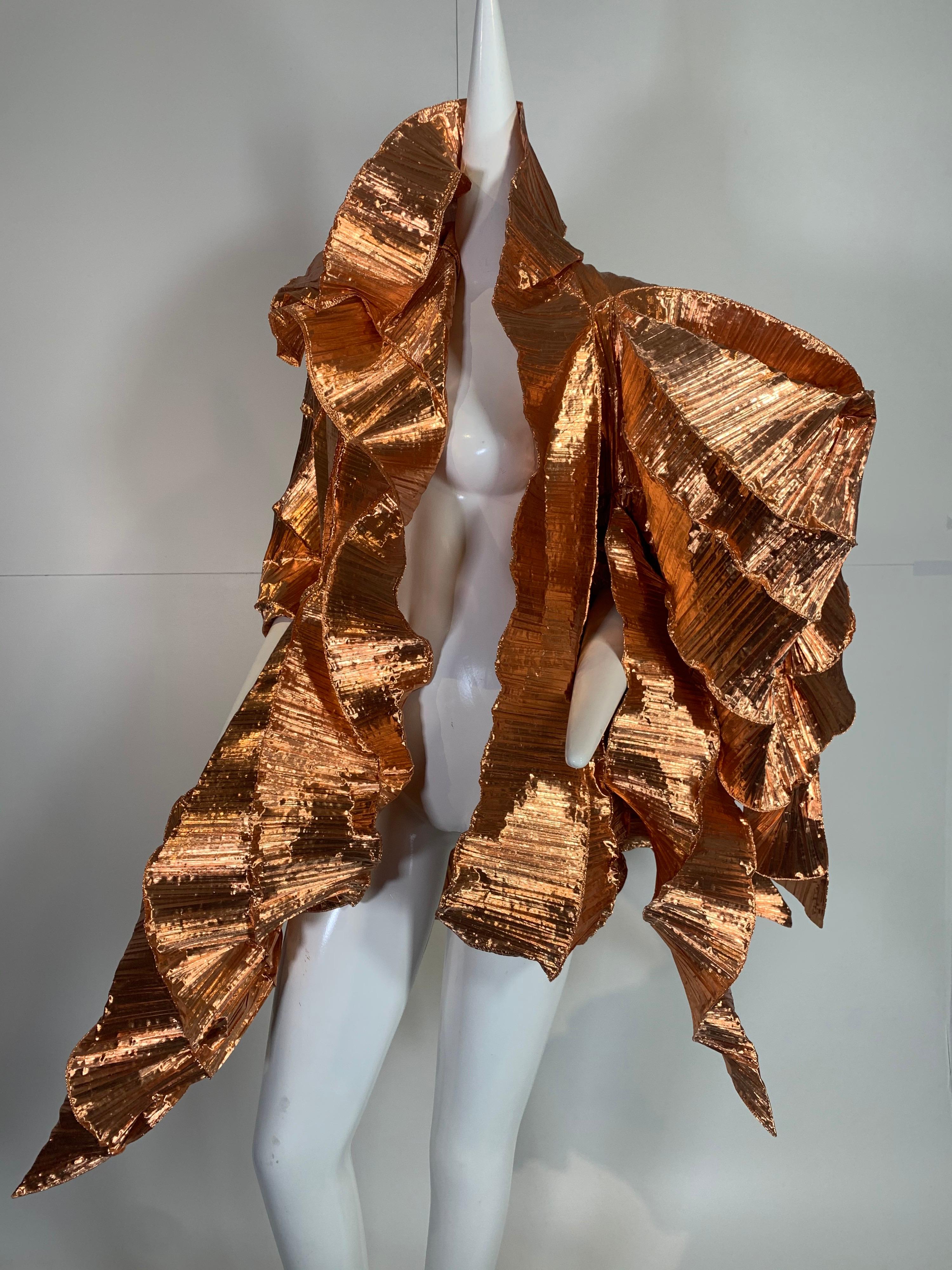 Women's Elke Walters Copper Pleated Avant Garde Opera Coat w/ Architectural Interest