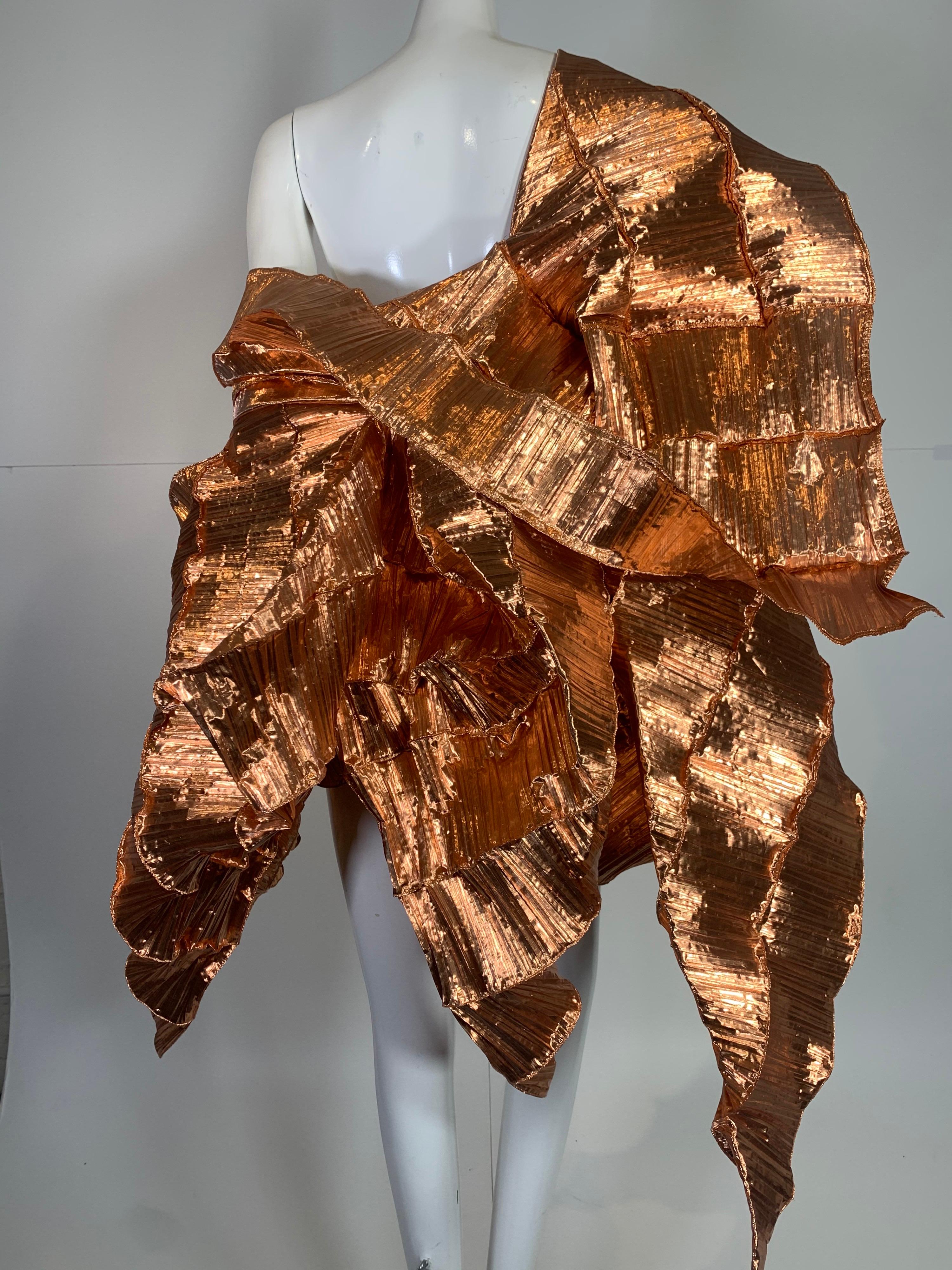 Elke Walters Copper Pleated Avant Garde Opera Coat w/ Architectural Interest 2