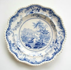 ELKIN KNIGHT & BRIDGWOOD - Vues de Canton - Assiette de table ancienne au Royaume-Uni, vers 1830