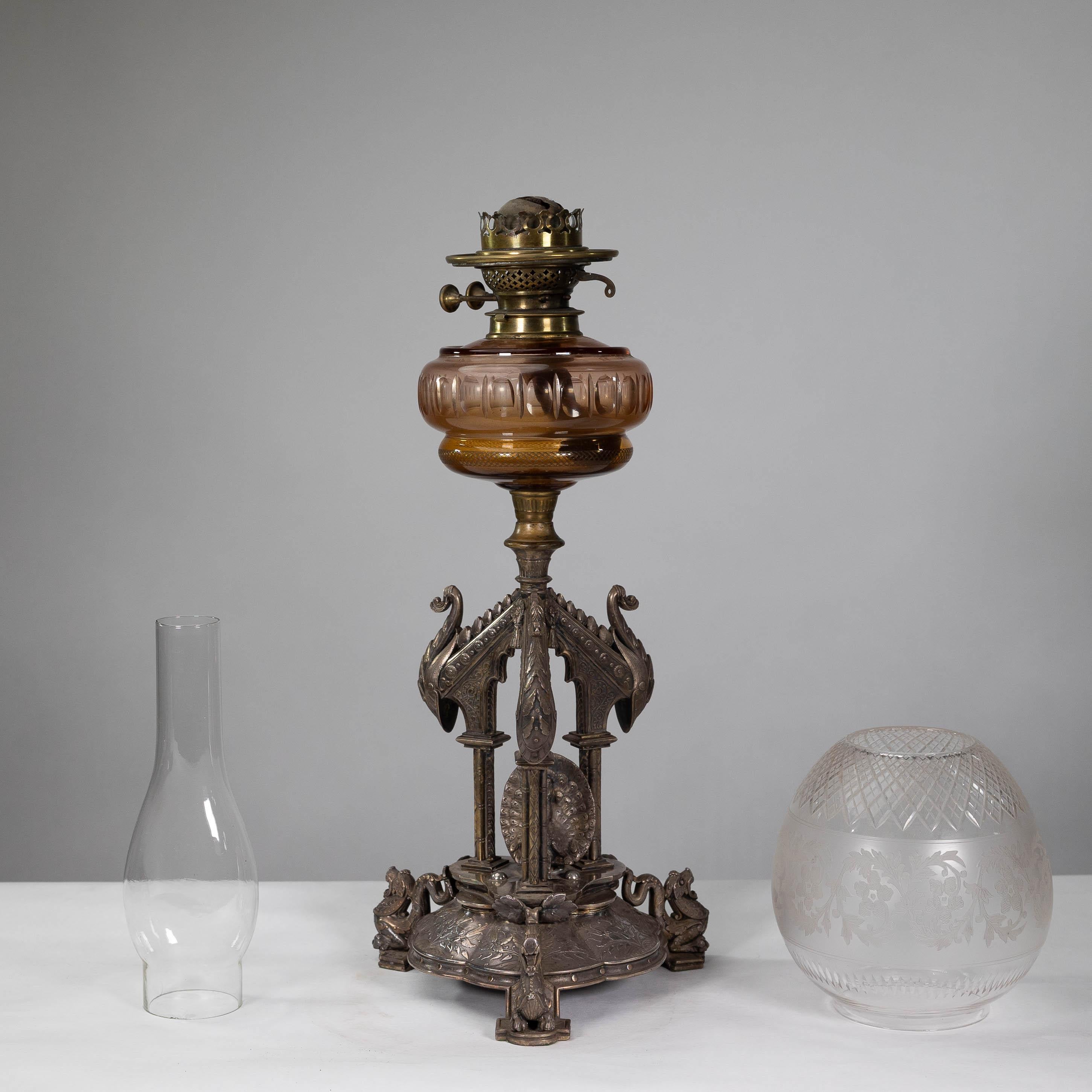 Elkington. An exhibition quality Aesthetic Movement silver plated oil lamp 9