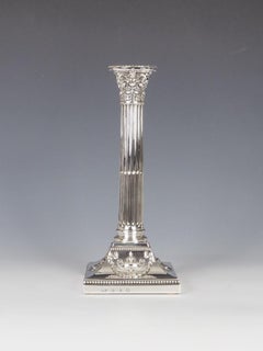 Elkington & Co 1901 Birmingham Sterling Silver Stamped Corinthium Column Candles