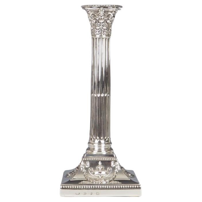 Elkington & Co 1901 Birmingham Sterling Silver Stamped Corinthium Column Candles