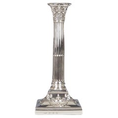 Elkington & Co 1901 Birmingham Sterling Silver Stamped Corinthium Column Candles