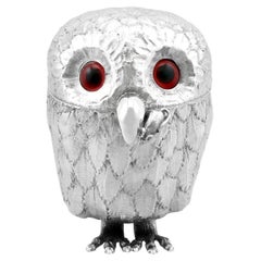 Elkington & Co Antique 1912 Sterling Silver Owl Mustard Pot