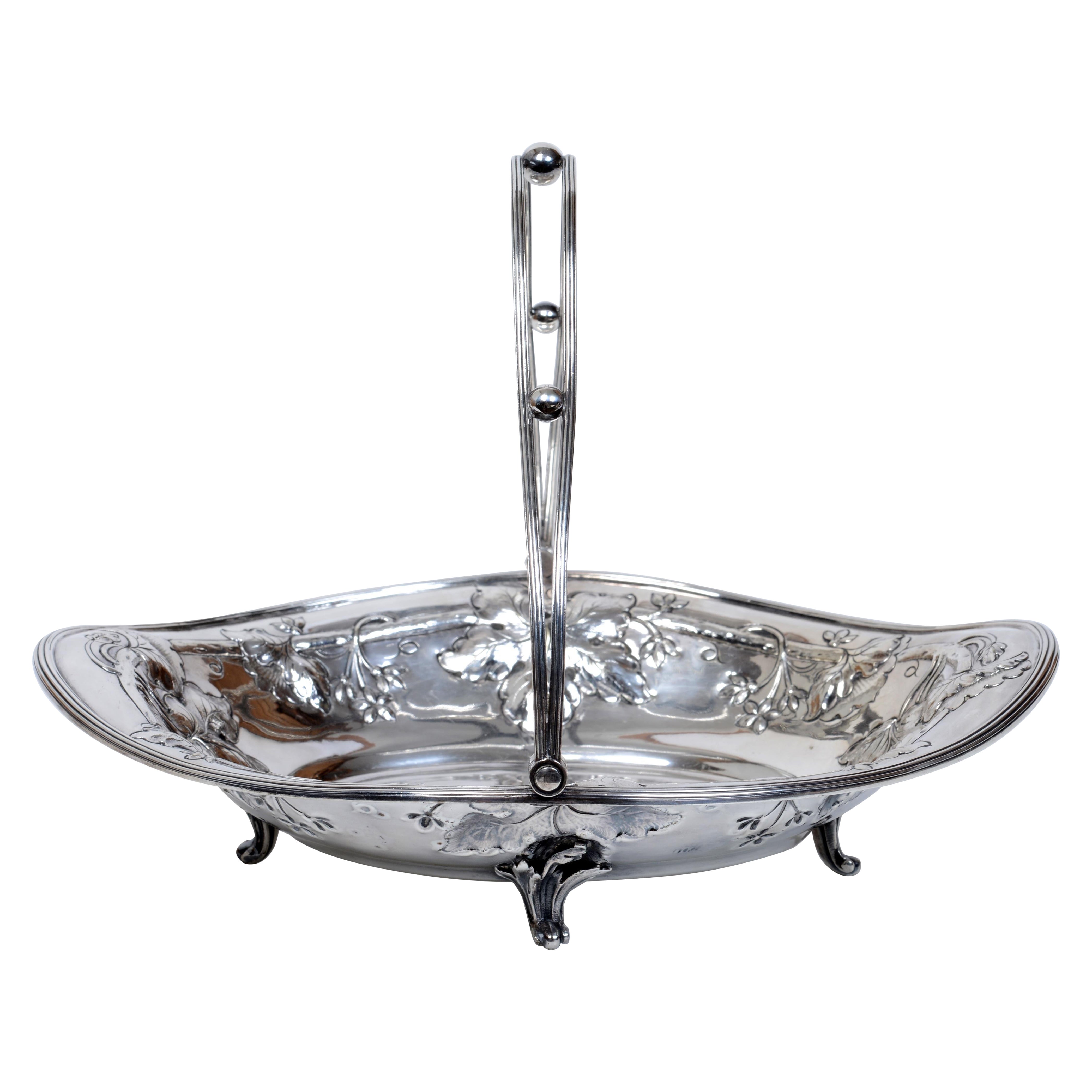 Elkington & Co Heavy Silver Plated Oblong Shaped Sided Cake Basket c1906 en vente