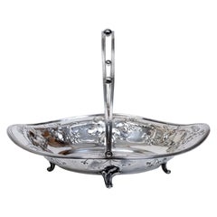 Elkington & Co Heavy Silver Plated Oblong Shaped Sided Cake Basket c1906