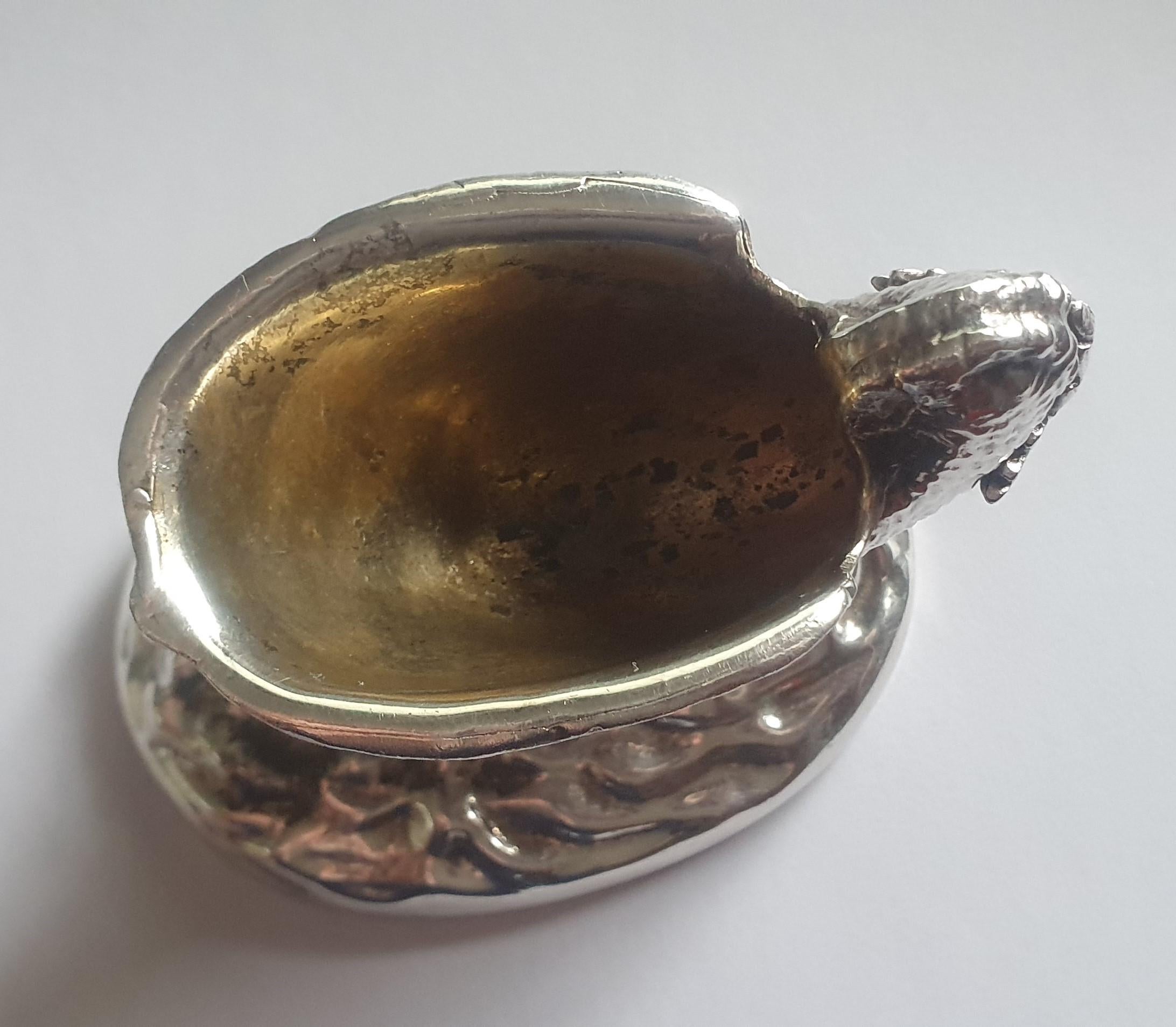 Elkington & Co Silver Plated Dolphin & Shell Salt Cellar with Silver Gilt lining For Sale 6