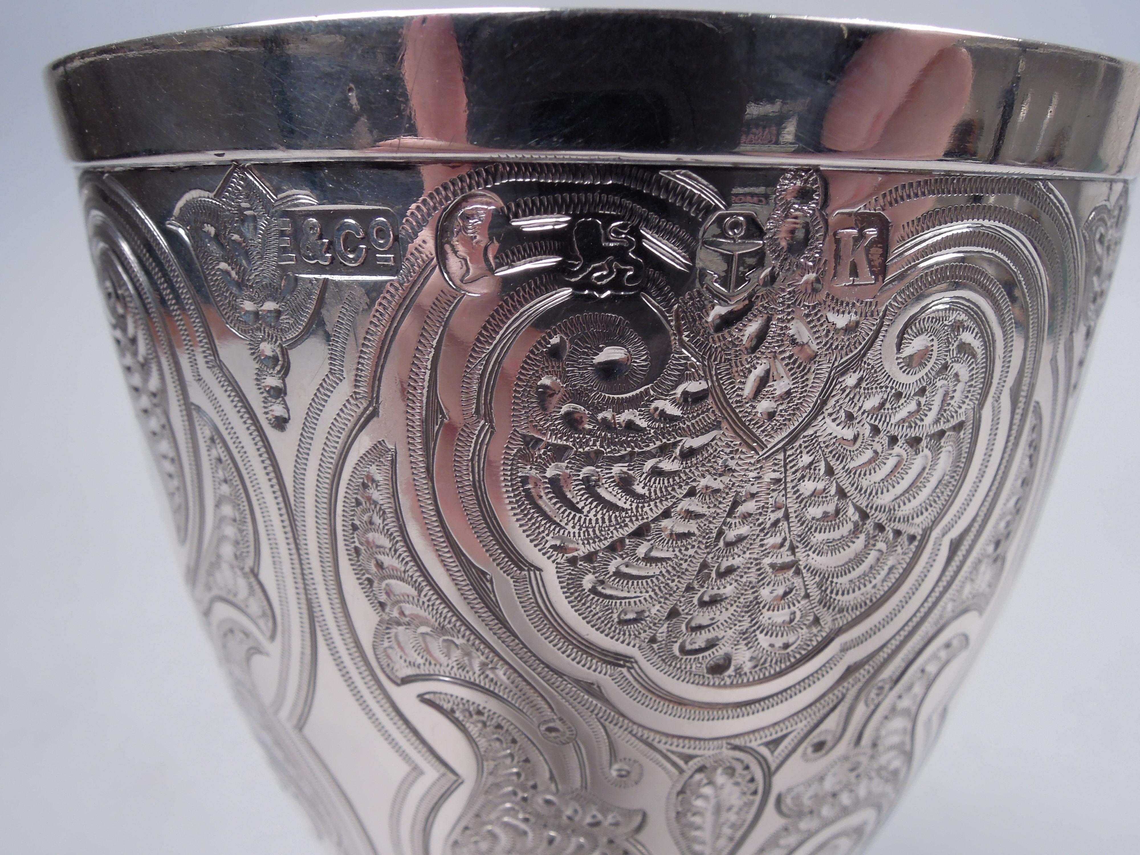 Milieu du XIXe siècle Elkington English Victorian Classical Sterling Silver Goblet, 1859 en vente
