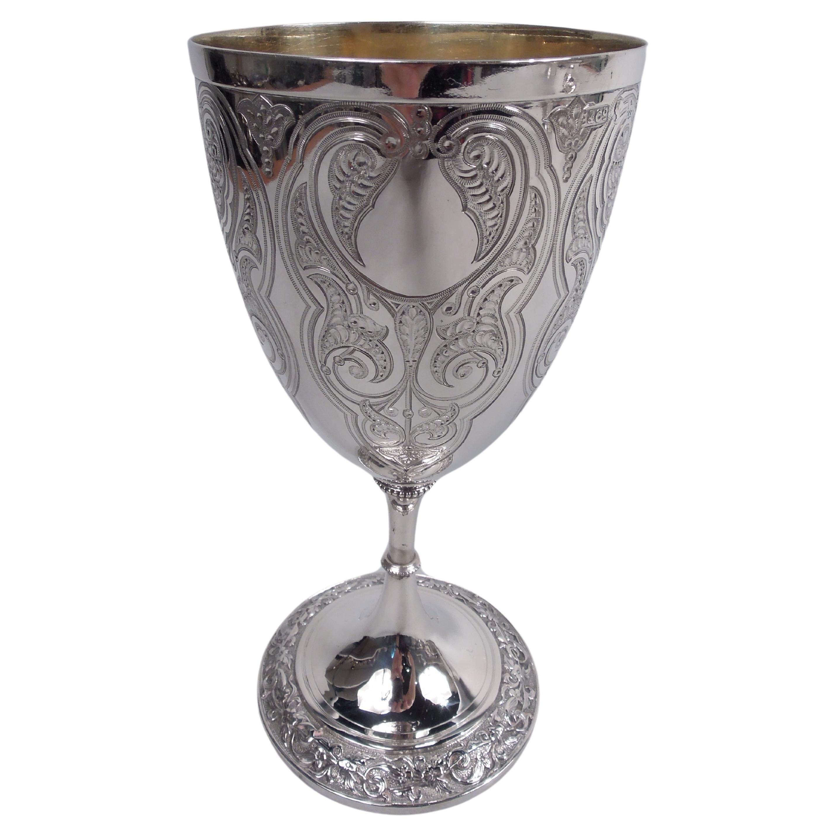 Elkington English Victorian Classical Sterling Silver Goblet, 1859 For Sale