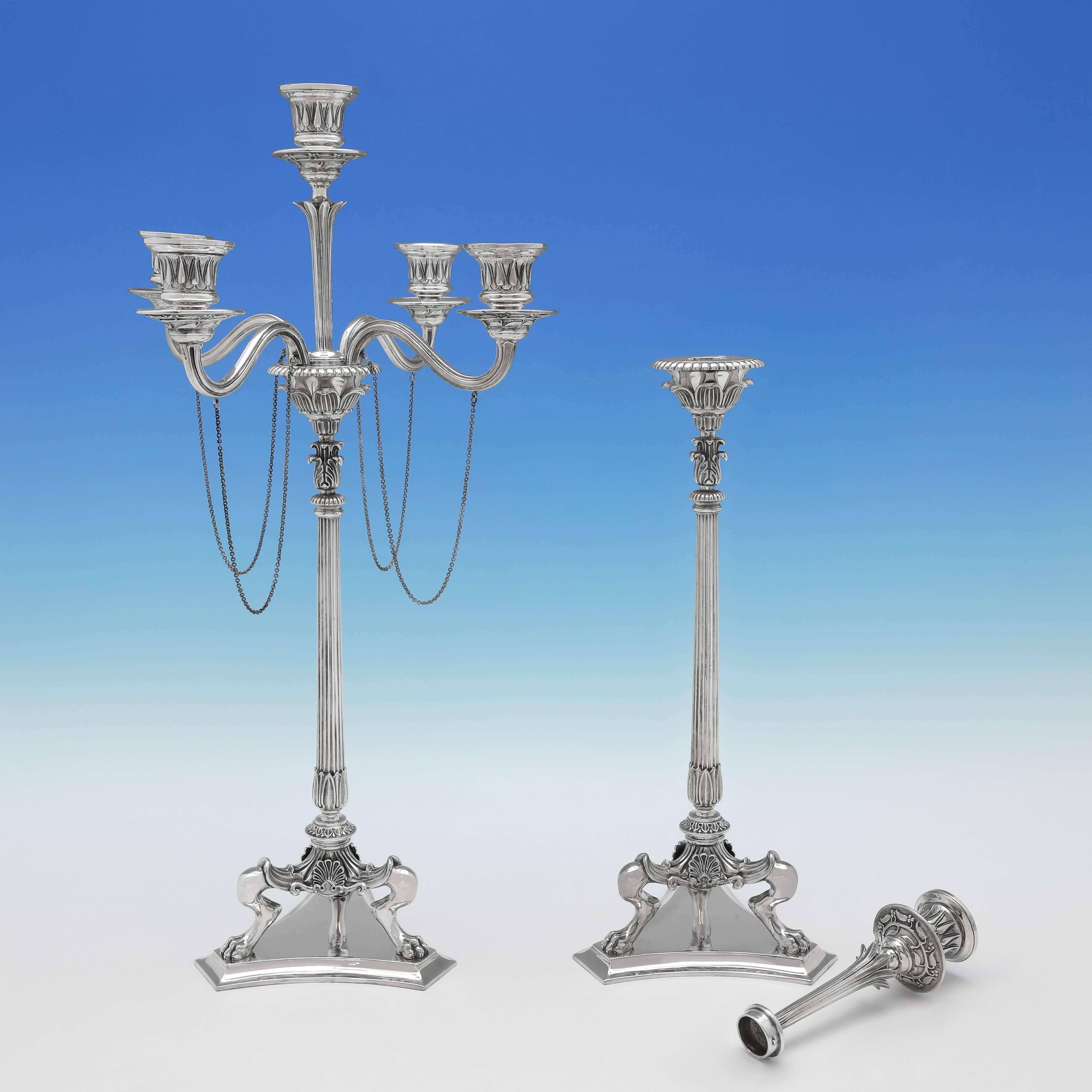 Neoclassical Revival Elkington Neoclassical Candelabra & Centrepiece, Sterling Silver, from 1867 For Sale