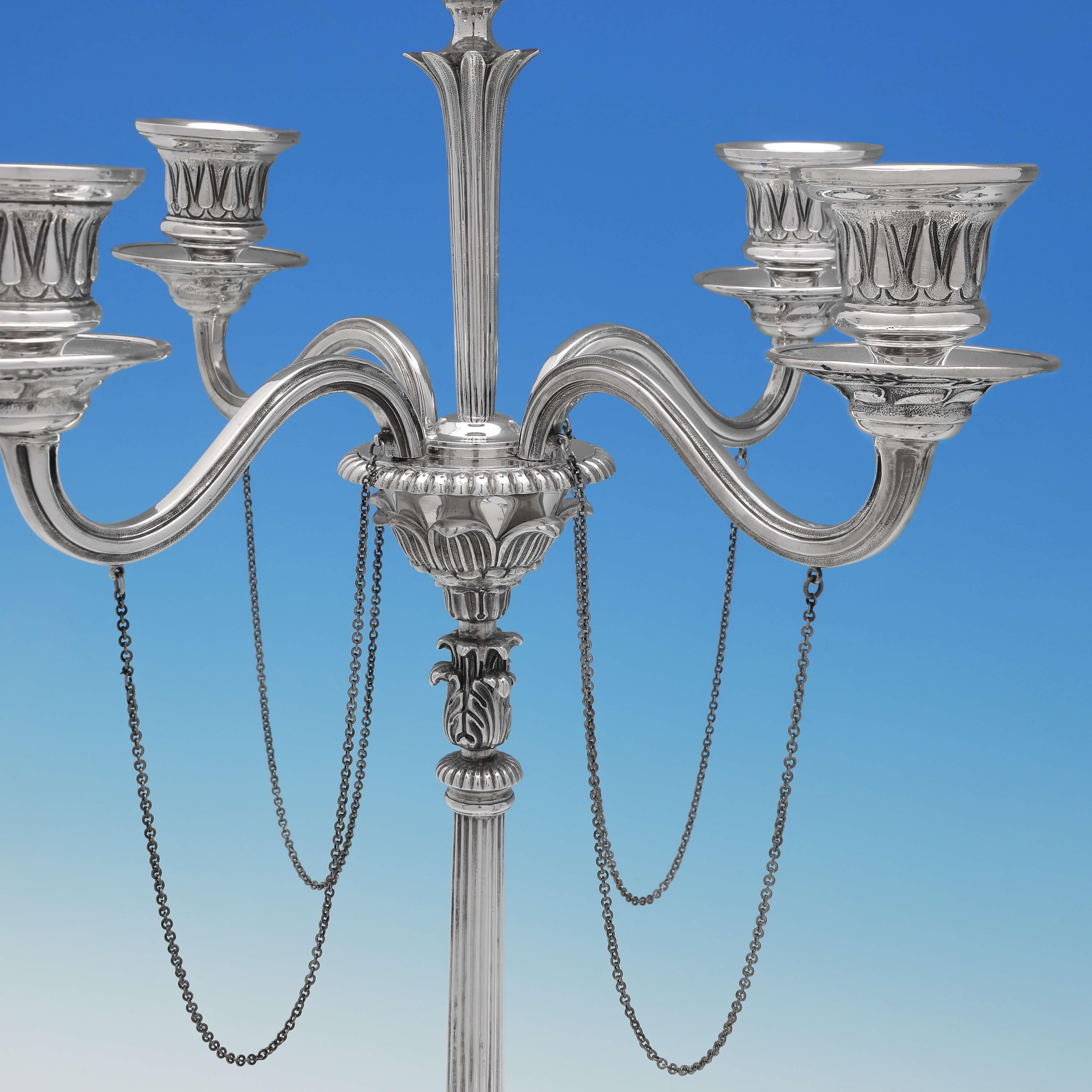 English Elkington Neoclassical Candelabra & Centrepiece, Sterling Silver, from 1867 For Sale