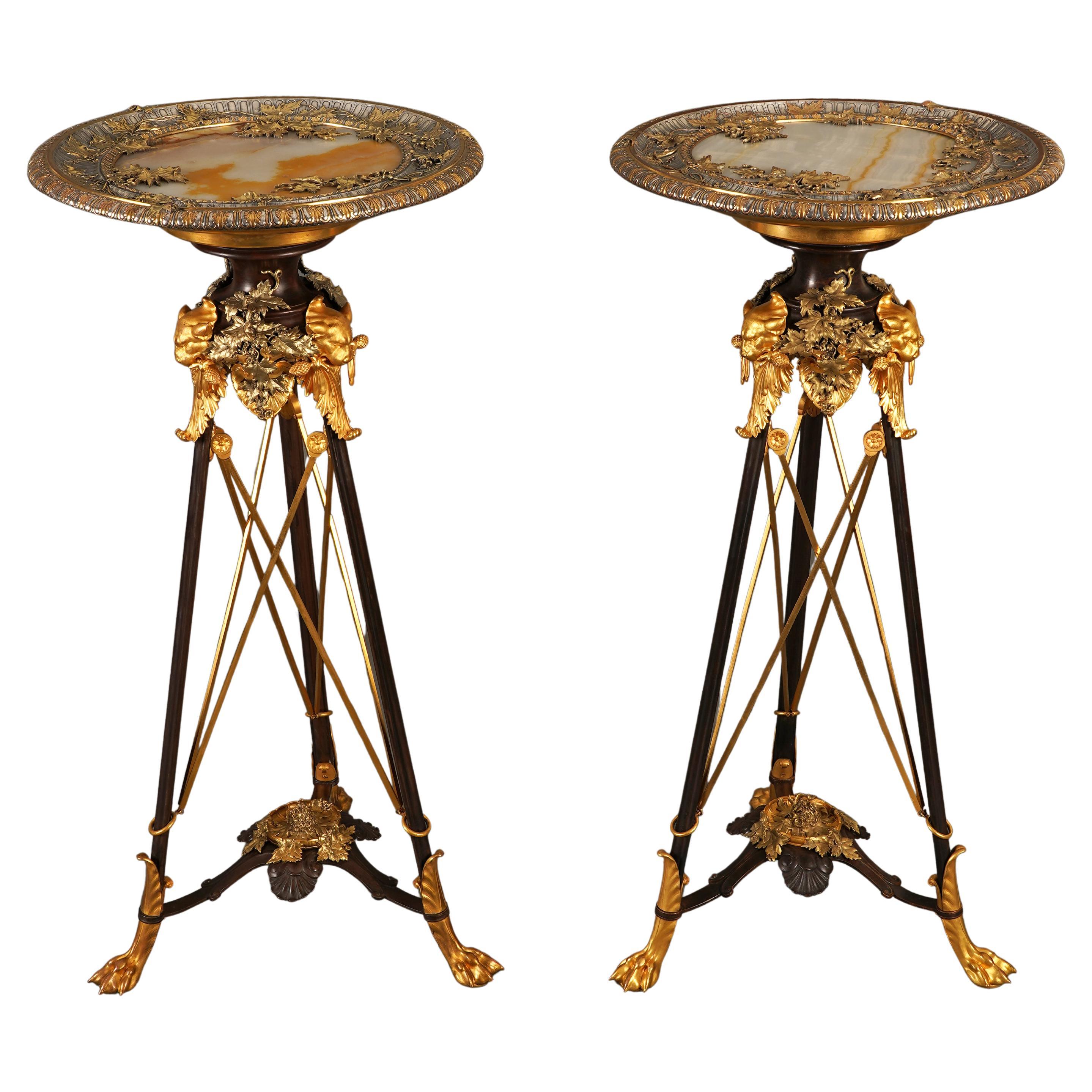 Elkington, Pair of Gueridons, England, circa 1890 For Sale