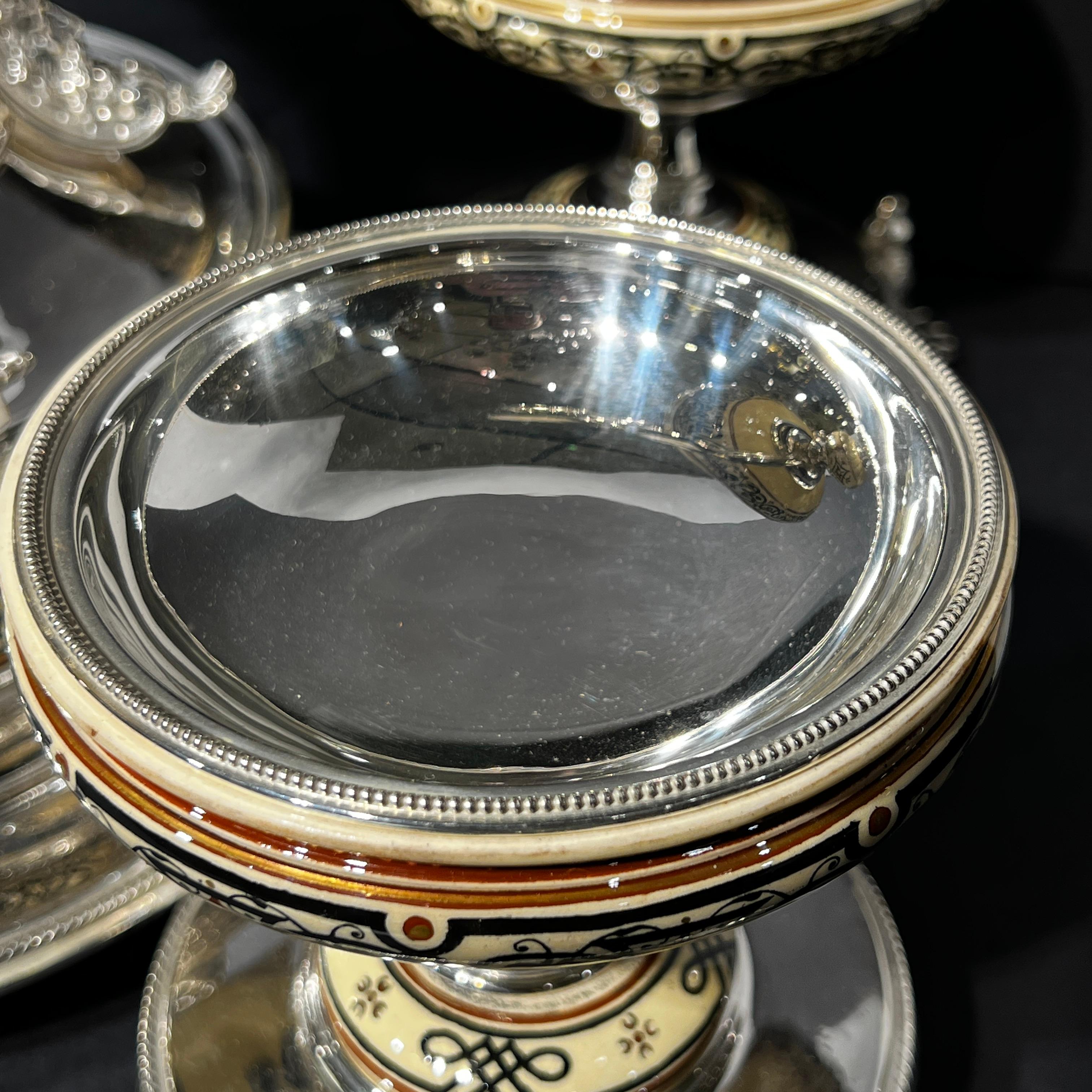 Elkington Silverplate and Porcelain Centerpiece In Good Condition In New York, NY