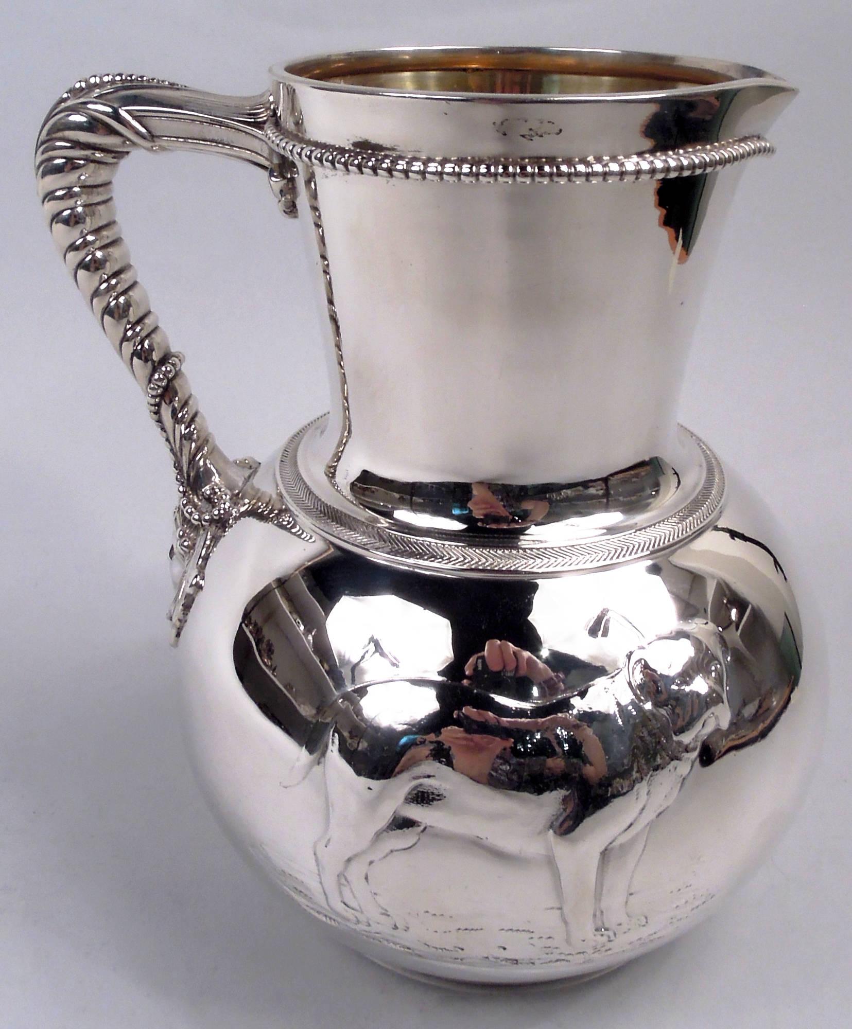 Vittoriano Brocca per l'acqua Elkington Victorian Classical Sterling Silver Bulldog in vendita